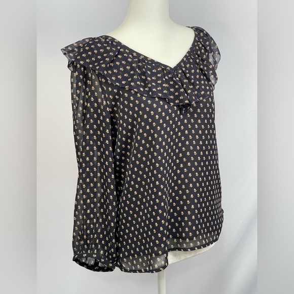 LOFT Tops - LOFT floral print navy blouse. Women’s small